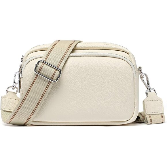 Women's Leather Crossbody Bag Small Purse with Wide Strap for Travel - Picture 2 of 6